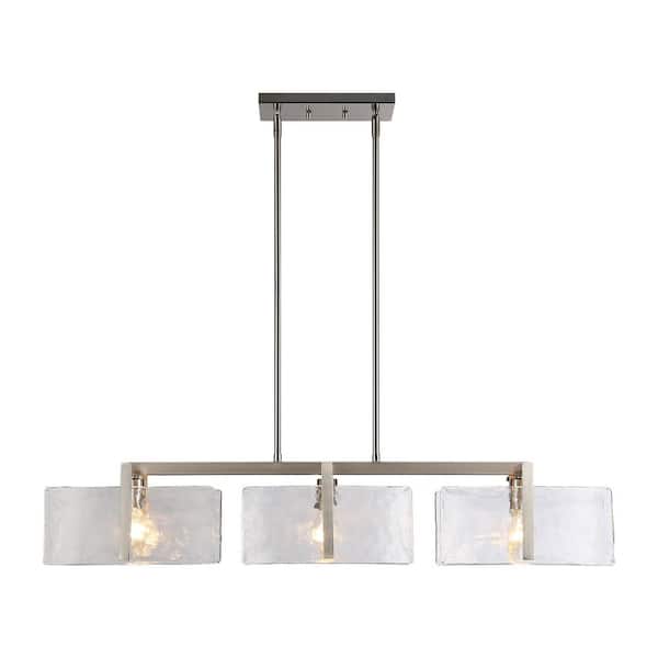 Duncan 100-Watt 3-Light Matte Black Linear Pendant Light with Clear Glass and No Bulbs Included