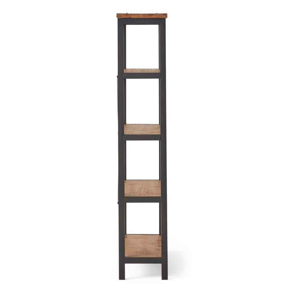 Perth 69.5" Brown Wood and Iron Industrial Bookcase