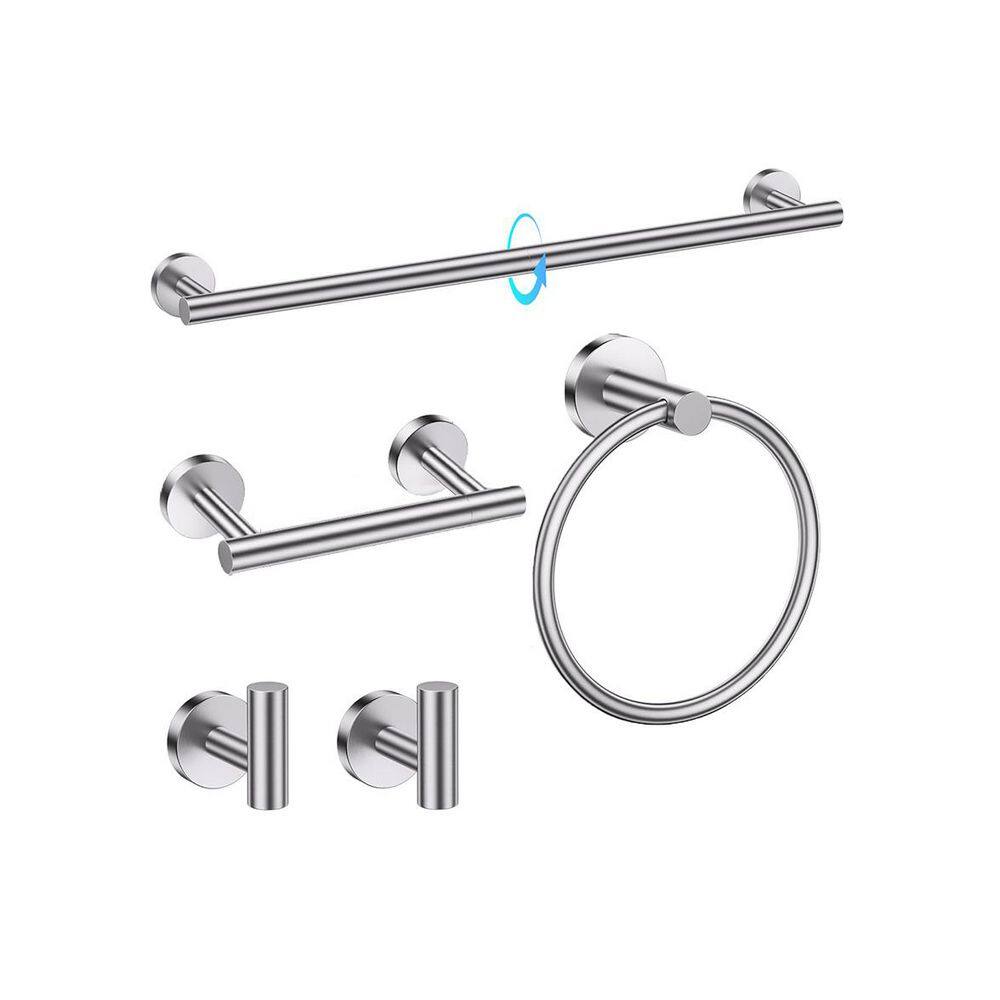 5-Piece Bathroom Hardware Set with 23.6 Inch Towel Bar, Towel Ring, Toilet Paper Holder, Coat Hooks in Brushed Nickel price history on PriceWatchPro