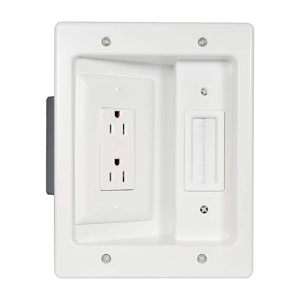 Wall Cable Concealer Kit with Power and Cable Management Box Hide Cables fo