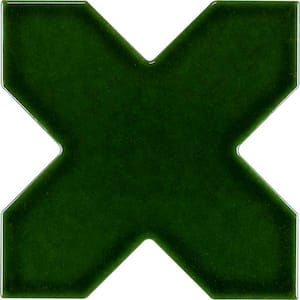 Siena Green 5.35 in. x 5.35 in. Glossy Ceramic Cross-Shaped Wall and Floor Tile (5.37 sq. ft./case) (27-pack)