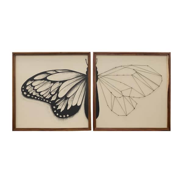 Liv & Skye Brown Framed Butterfly In The Works Art Print 47 in. x 94 in.