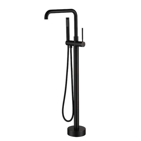 Boyel Living Modern Floor Mount Single-Handle Freestanding Tub Faucet with Hand Shower and Water Supply Hoses in. Oil Rubbed Bronze
