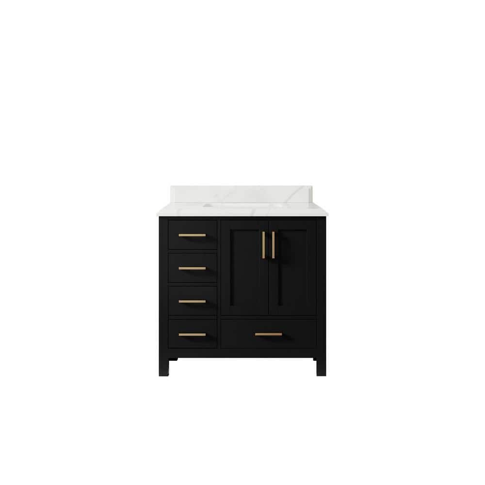 Malibu 36 in. W x 22 in. D x 36 in. H Single Sink Bath Vanity Center in Black with 1.5 in. Calacatta Laza Top price history on PriceWatchPro