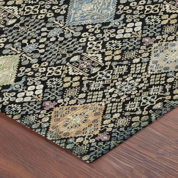 Chantille Machine Washable Indoor/Outdoor Abstract ACN2440 Black 10 ft. x 14 ft. Area Rug