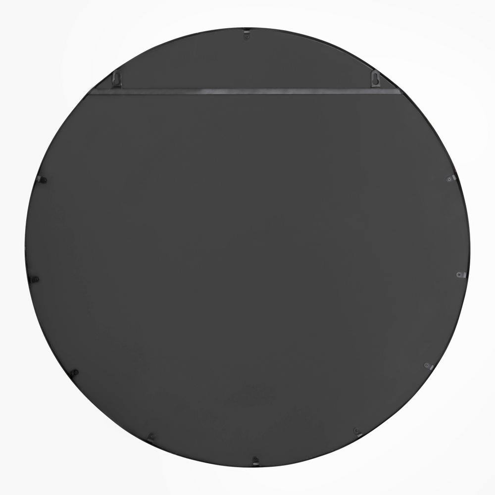 Kaveena 30" Round Black Metal Framed Wall Mirror