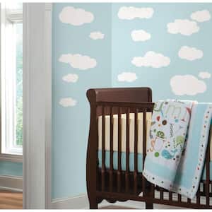 10 in. x 18 in. Clouds (White Bkgnd) 19-Piece Peel and Stick Wall Decals