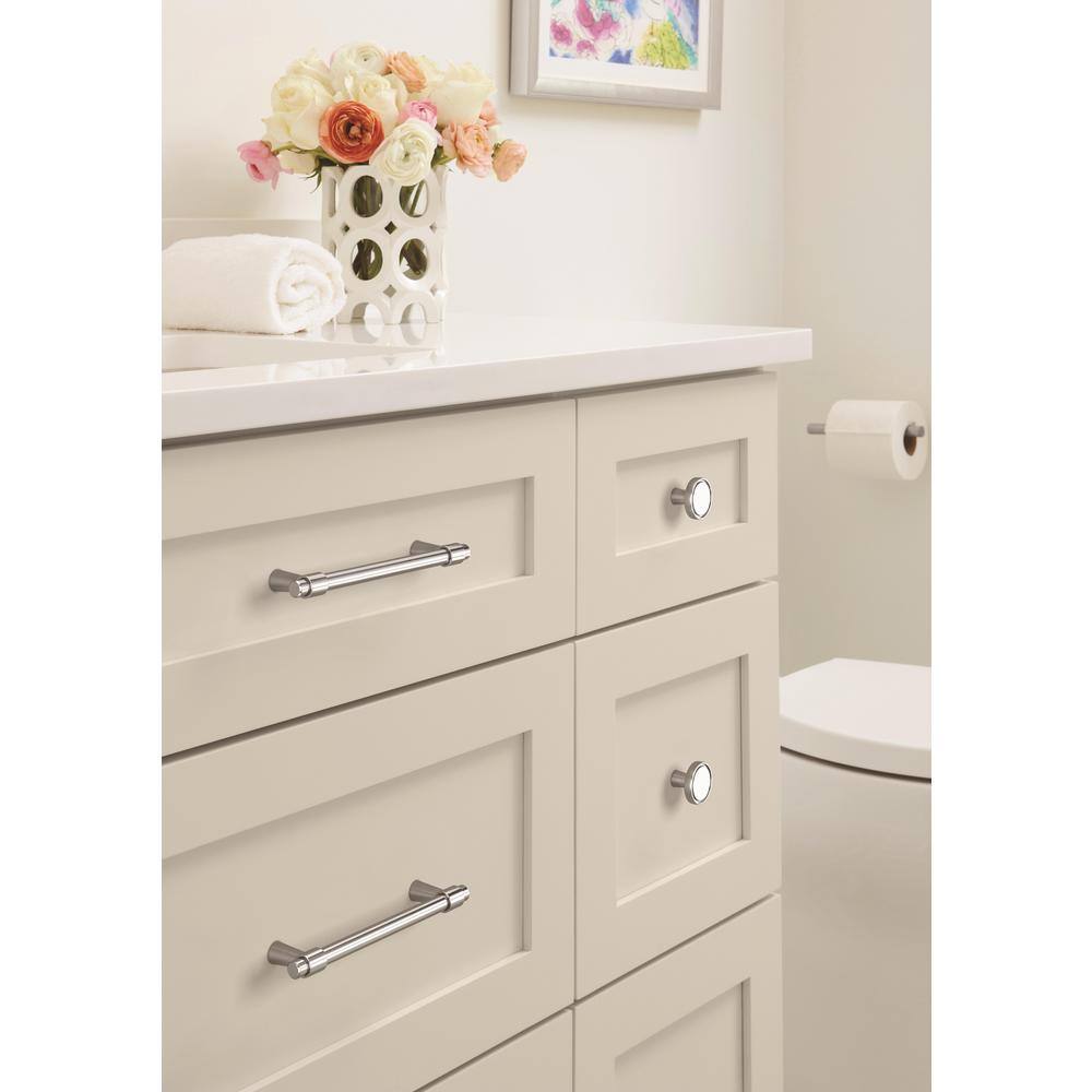 Polished Chrome Round Cabinet Knob with Mounting Hardware