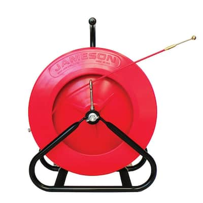 VEVOR Fish Tape Fiberglass 656 ft. x 1/4 in. Duct Rodder Fishtape Wire Puller with Steel Reel Stand, 3 Pulling Heads for Wall