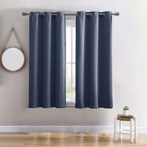 40 in W X 63 in L Grommet Top Single Panel Energy Saving Blackout Curtain in Navy