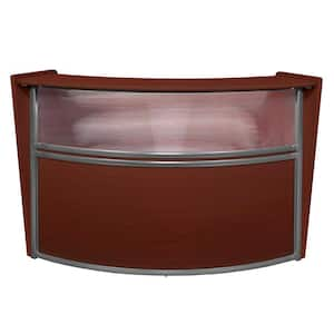 72 in. Mahogany Marque Plexi Single-Unit Reception Curved Desk Workstation