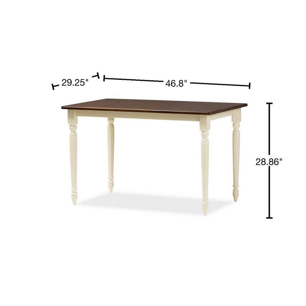 46.8" Cherry Brown and Cream Wood Dining Table