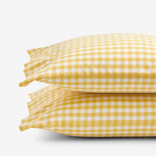 The Company Store Company Organic Cotton Grayson Gingham Yarn-Dyed Yellow Cotton Percale Standard Pillowcase (Set of 2)