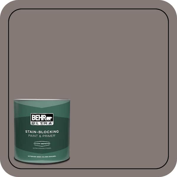 BEHR ULTRA 1 qt. #N140-5 Complex Gray Extra Durable Semi-Gloss Enamel Interior Paint & Primer