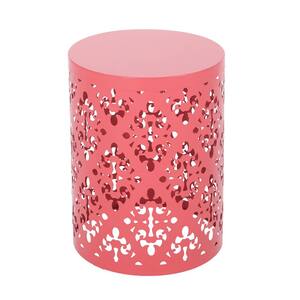 Sudzendf Outdoor Metal End Table with Floral Pattern and