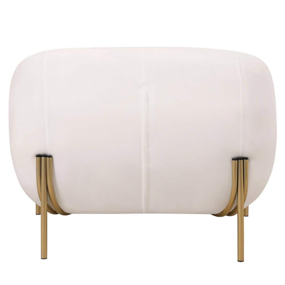 White Velvet Accent Chair with Gold Metal Legs