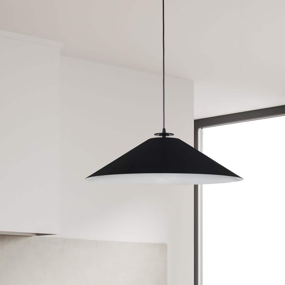 Prudence 24" Matte Black Tapered Drum Indoor/Outdoor Pendant