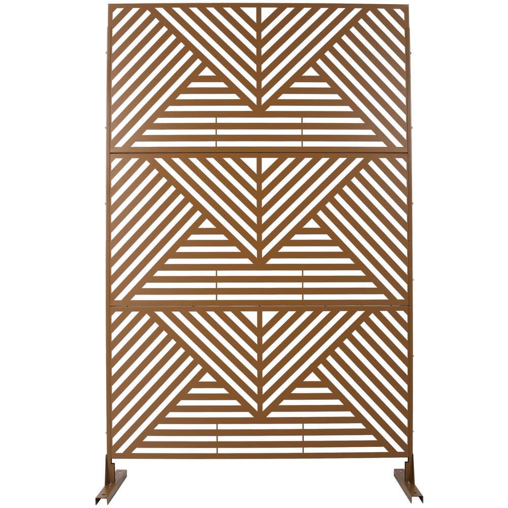 76 in. Hx48 in. W Line Hollow Shape Metal Freestanding Decorative Privacy S