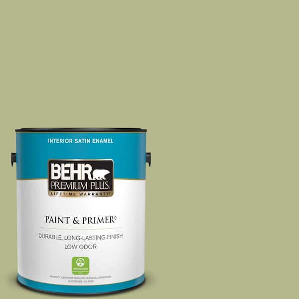 BEHR PREMIUM PLUS 1 gal. Home Decorators Collection #HDC-SP14-1 Secret Glade Satin Enamel Low Odor Interior Paint & Primer