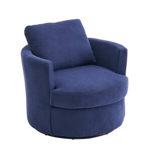 Blue Polyester Swivel Barrel Chair (Set of 1)