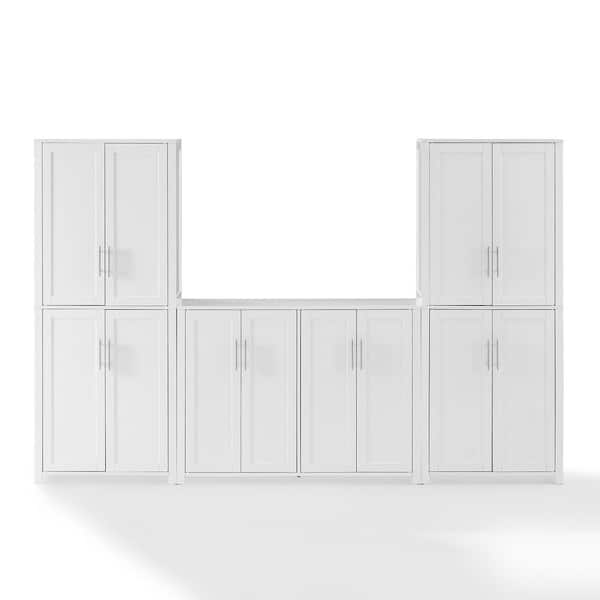 CROSLEY FURNITURE Savannah White MDF 104 in. Sideboard and Pantry