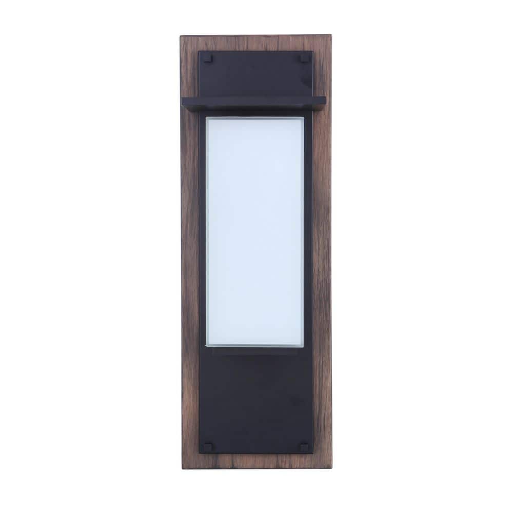 Heights 19.7 in. Whiskey Barrel / Black Outdoor Hardwired Integrated LED Wall Lantern Sconce w/ Frost Glass price history on PriceWatchPro