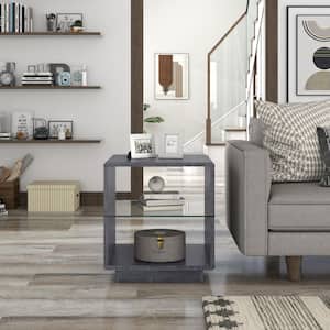 York 22 in. Distressed Gray Rectangle Wood End Table with 1-Shelf