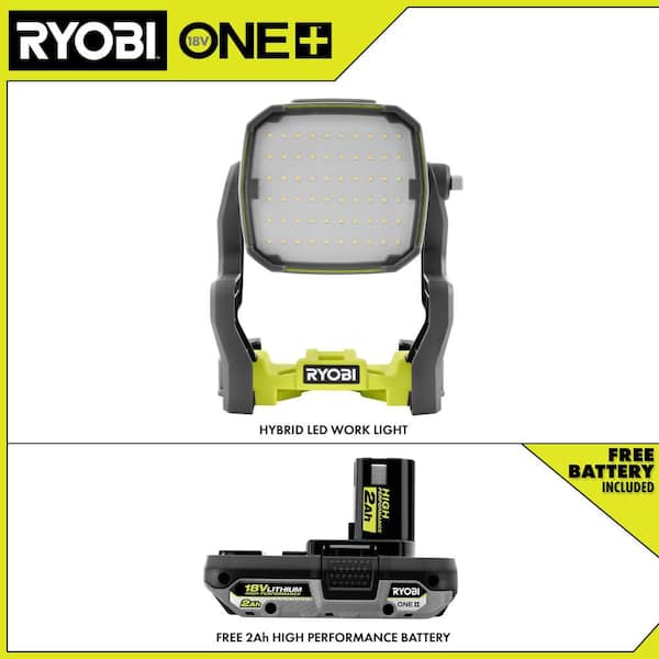 ONE+ 18V Hybrid LED Work Light with FREE 2.0 Ah HIGH PERFORMANCE Battery