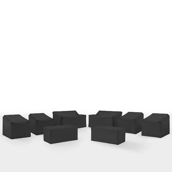CROSLEY FURNITURE 8-Piece Black Outdoor Furniture Cover Set