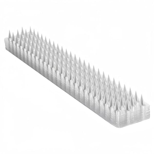 PVC Bird Spikes with Keep Birds Pigeons, Cats, Squirrels and Raccoons Away for Outside Fences and Roofs, Clear (24-Pack)