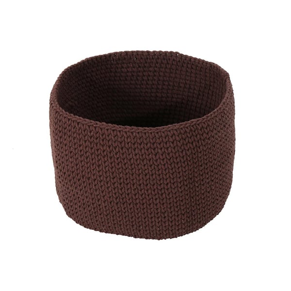 Noble House Derry Round Knitted Cotton Thread Sundries Basket, Coffee
