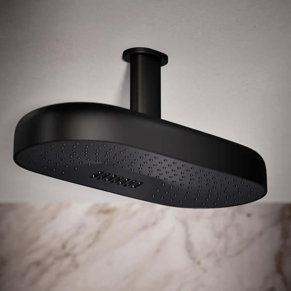 Statement 2-Spray Patterns with 2.5 GPM 14 in. Wall Mount Fixed Shower Head in Matte Black