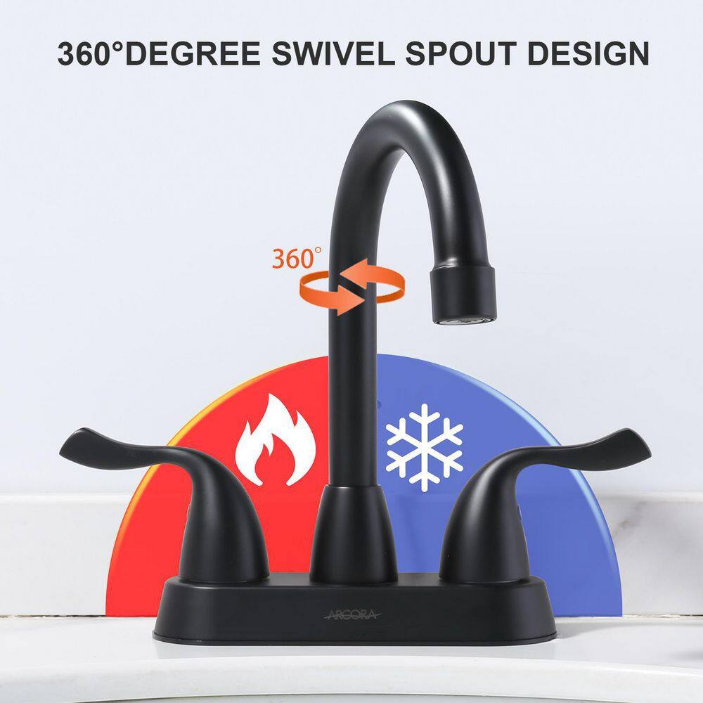 Matte Black Double Handle High Arc Bathroom Faucet