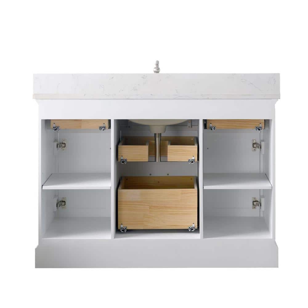 Thompson 48" White Solid Wood and MDF Single Vanity