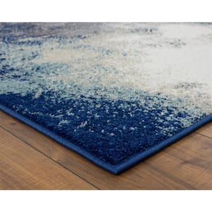 Beverly Collection Blue 5x7 Modern Abstract Polypropylene Area Rug