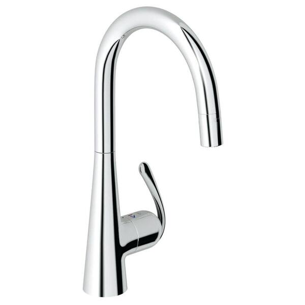 GROHE Ladylux Pro Main Sink Single-Handle Pull-Down Sprayer Kitchen Faucet in Starlight Chrome