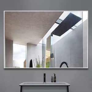 Medium Rectangle Silver Hooks Contemporary Mirror (36 in. H x 24 in. W)