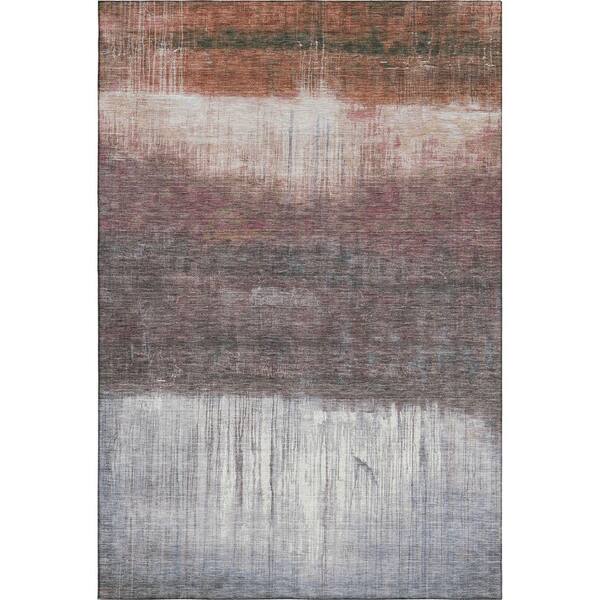 Mayfield Premium Machine Washable Abstract AMF2118 Paprika 3 ft. x 5 ft. Area Rug