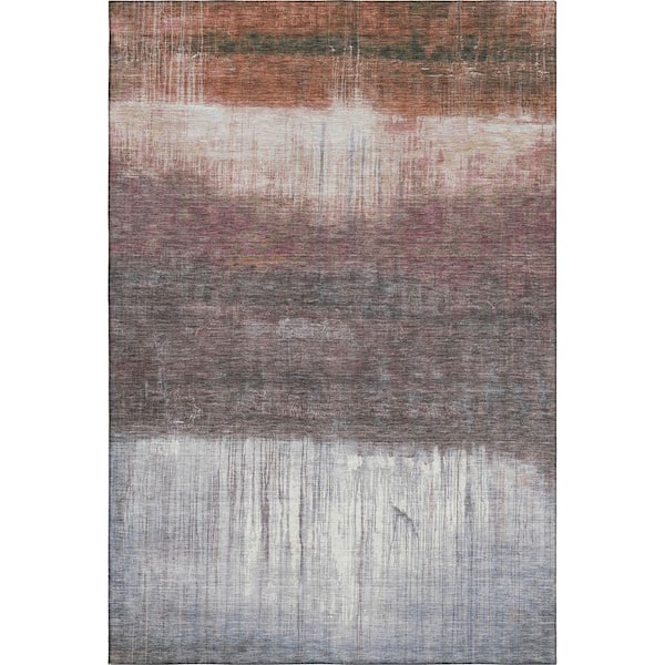 Mayfield Premium Machine Washable Abstract AMF2118 Paprika 5 ft. x 7 ft. 6 in. Area Rug