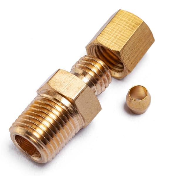 Compression Brass Fitting 1/4" OD Tube X 1/8" NPT Male Pipe 2 PC 