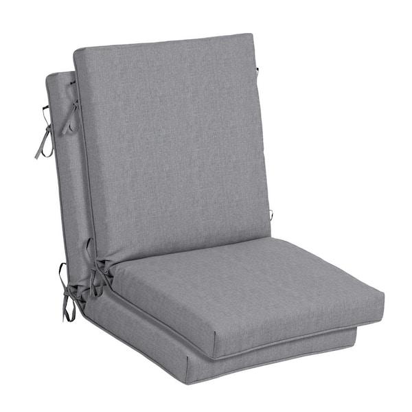 Hampton Bay 21 in. x 20 in. One Piece High Back Outdoor Dining Chair Cushion in Stone Gray (2-Pack)