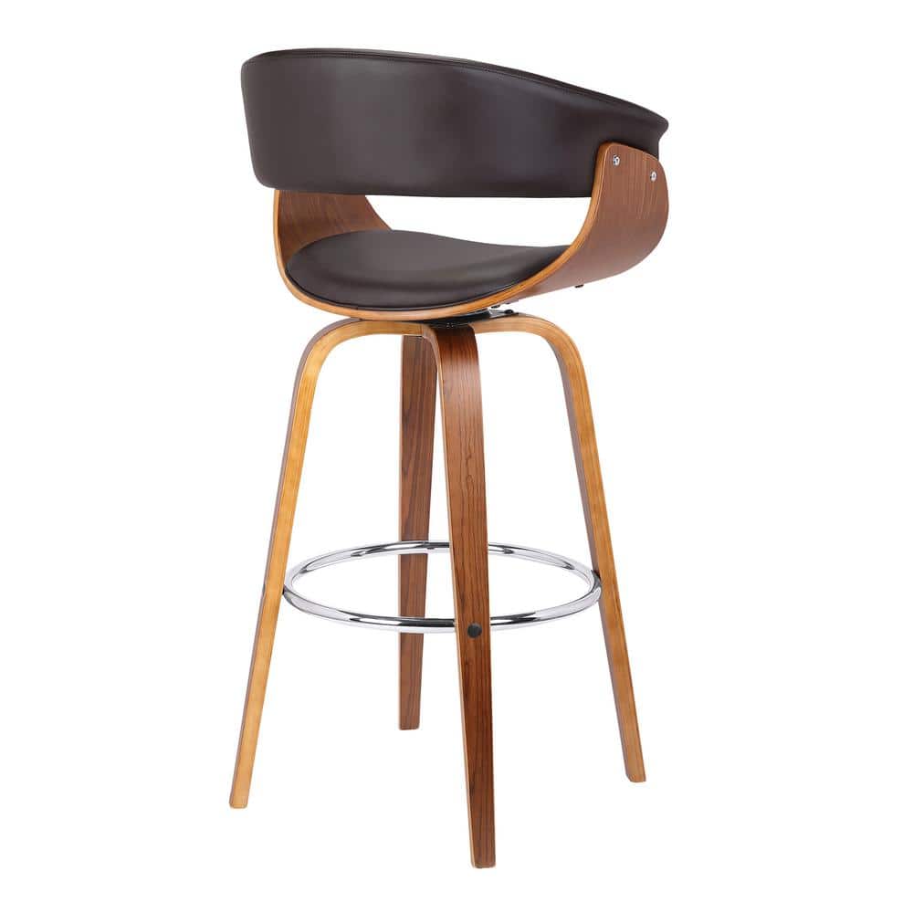 Walnut and Gray Faux Leather Swivel Counter Stool