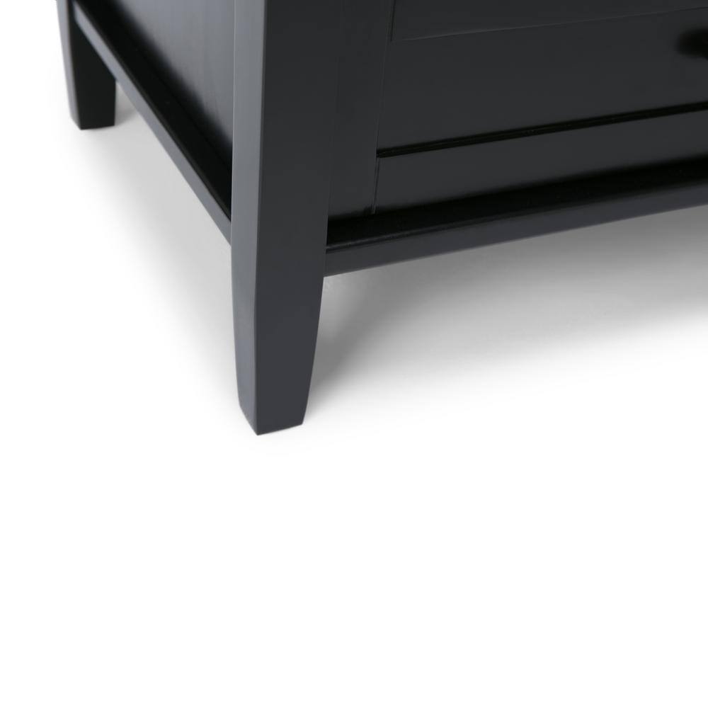 Black Solid Wood TV Media Stand with Cabinets for 50-inch TVs