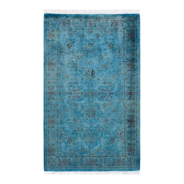 Chloe & Olivia Home Overdyed Blue 3 ft. 2 in. x 5 ft. Wool Indoor Area Rug