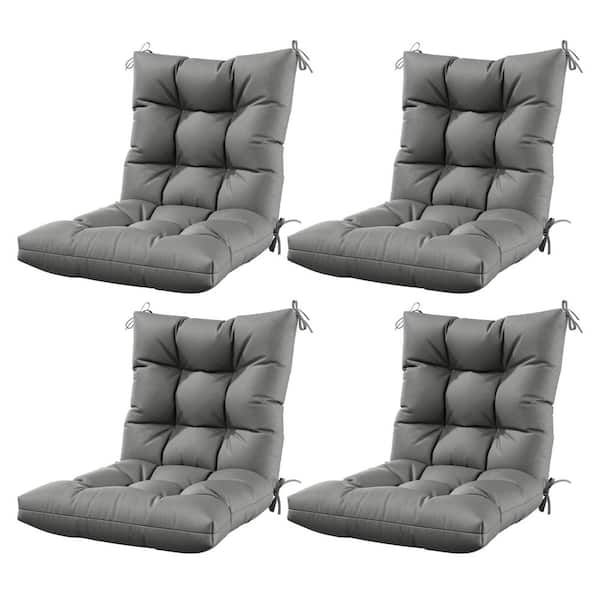 42 x 21 x 5 in. Outdoor Tufted Dining Chair Cushion Set Waterproof Patio Replacement Seat with Back Light Grey (4-Pack)