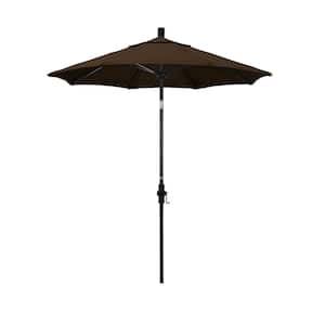 7.5 ft. Matted Black Aluminum Market Collar Tilt Patio Umbrella Fiberglass Ribs and in Mocha Pacifica