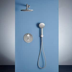 3-Spray Wall mount Fixed and Handheld Shower Head 1.8 GPM in Brushed Nickel