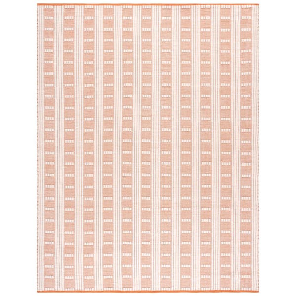 Vermont 9 ft. x 12 ft. Orange/Ivory Striped Lattice Area Rug