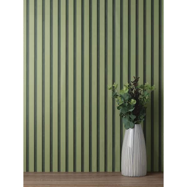 Reggie Olive Vertical Slats Matte Non-pasted Paper Wallpaper