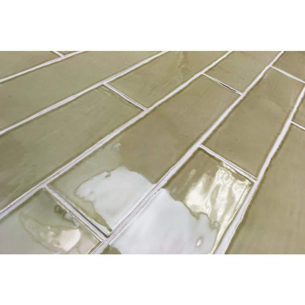 Messi 3" x 12" Polished Green Ceramic Subway Wall Tile